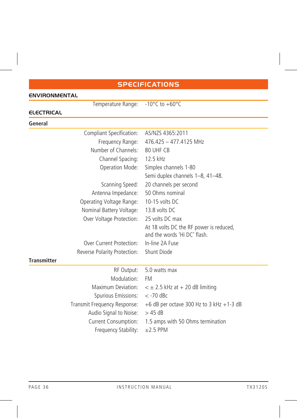 GME TX3120S User Manual | Page 36 / 40