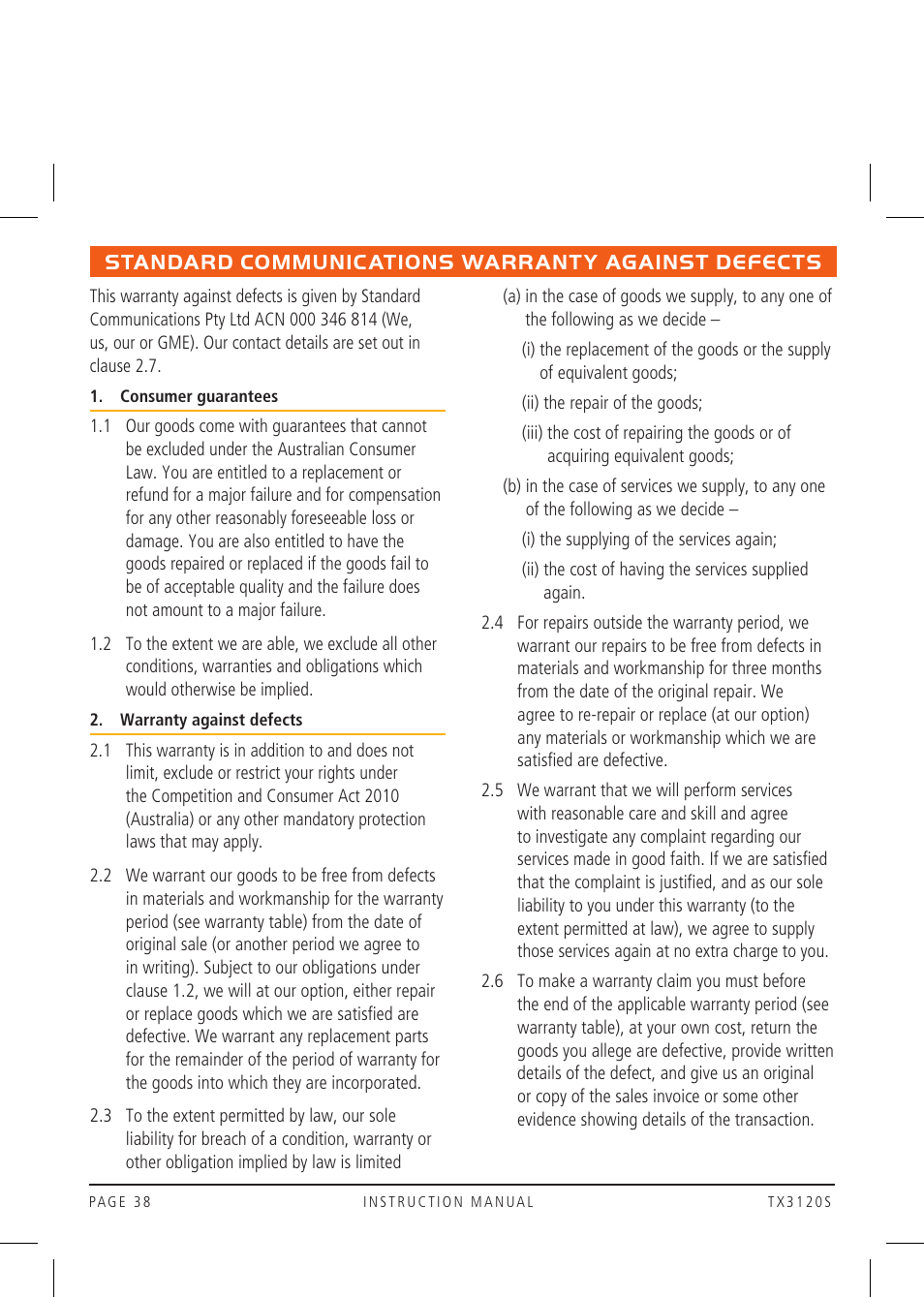 GME TX3120S User Manual | Page 38 / 40