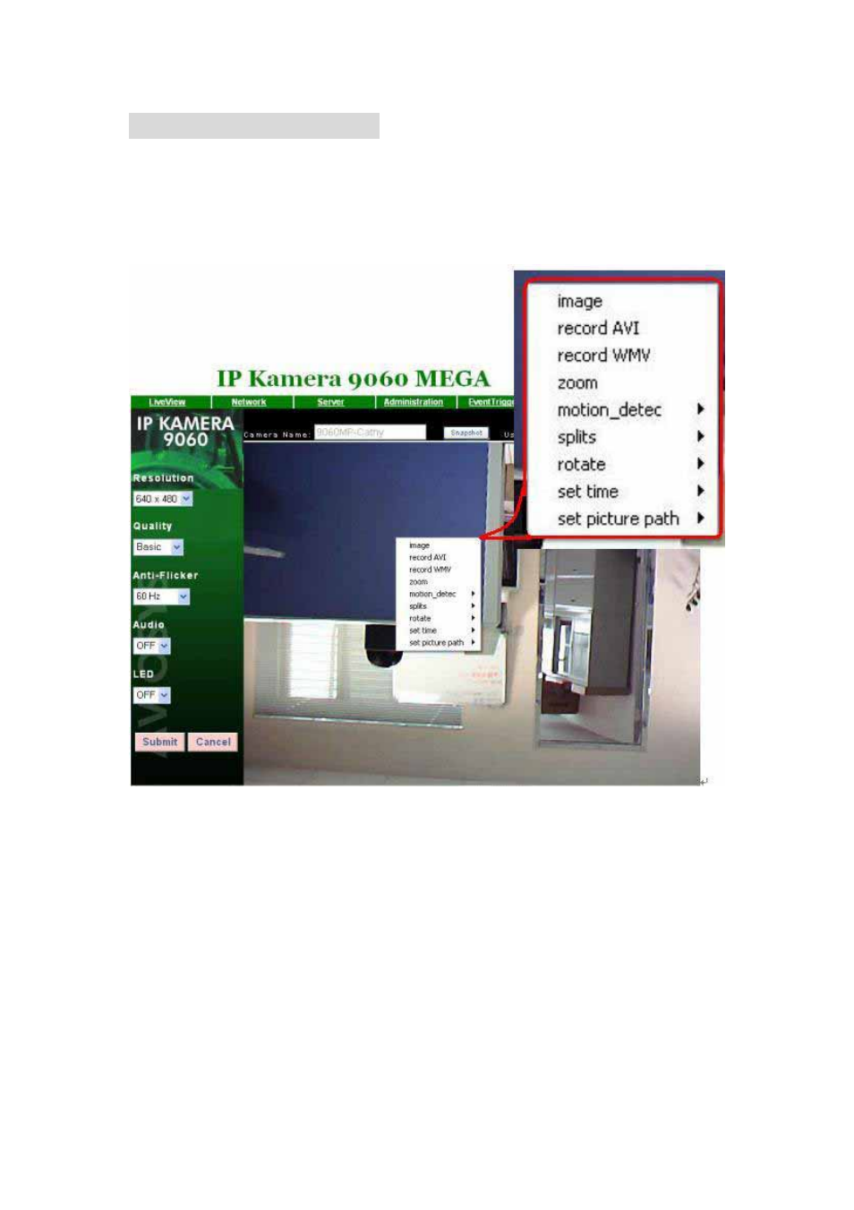 Advanced quick setting | Cabletron Systems IP Kamera 9060A MP User Manual | Page 17 / 32