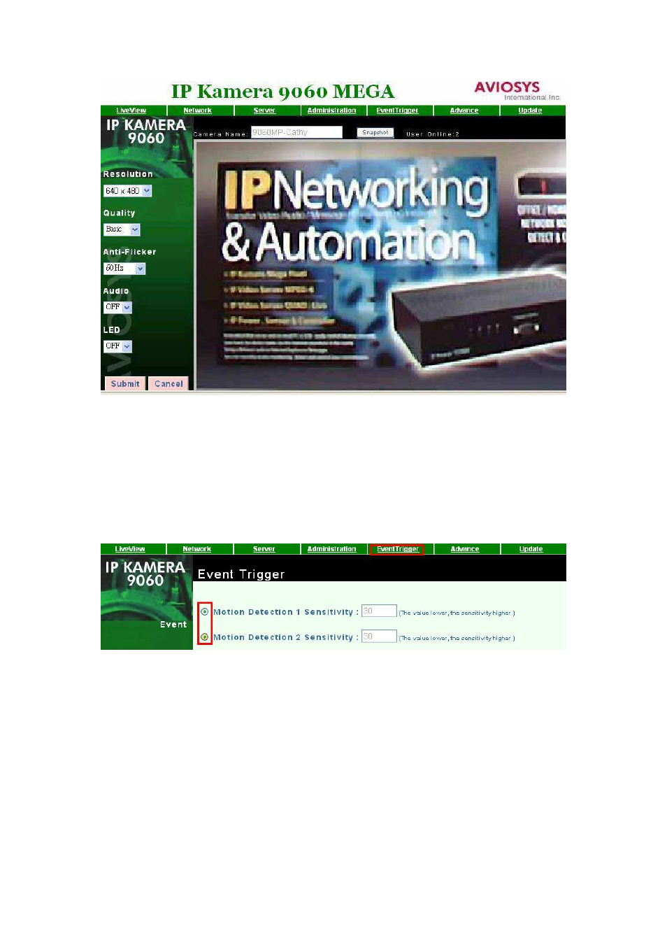 Cabletron Systems IP Kamera 9060A MP User Manual | Page 20 / 32