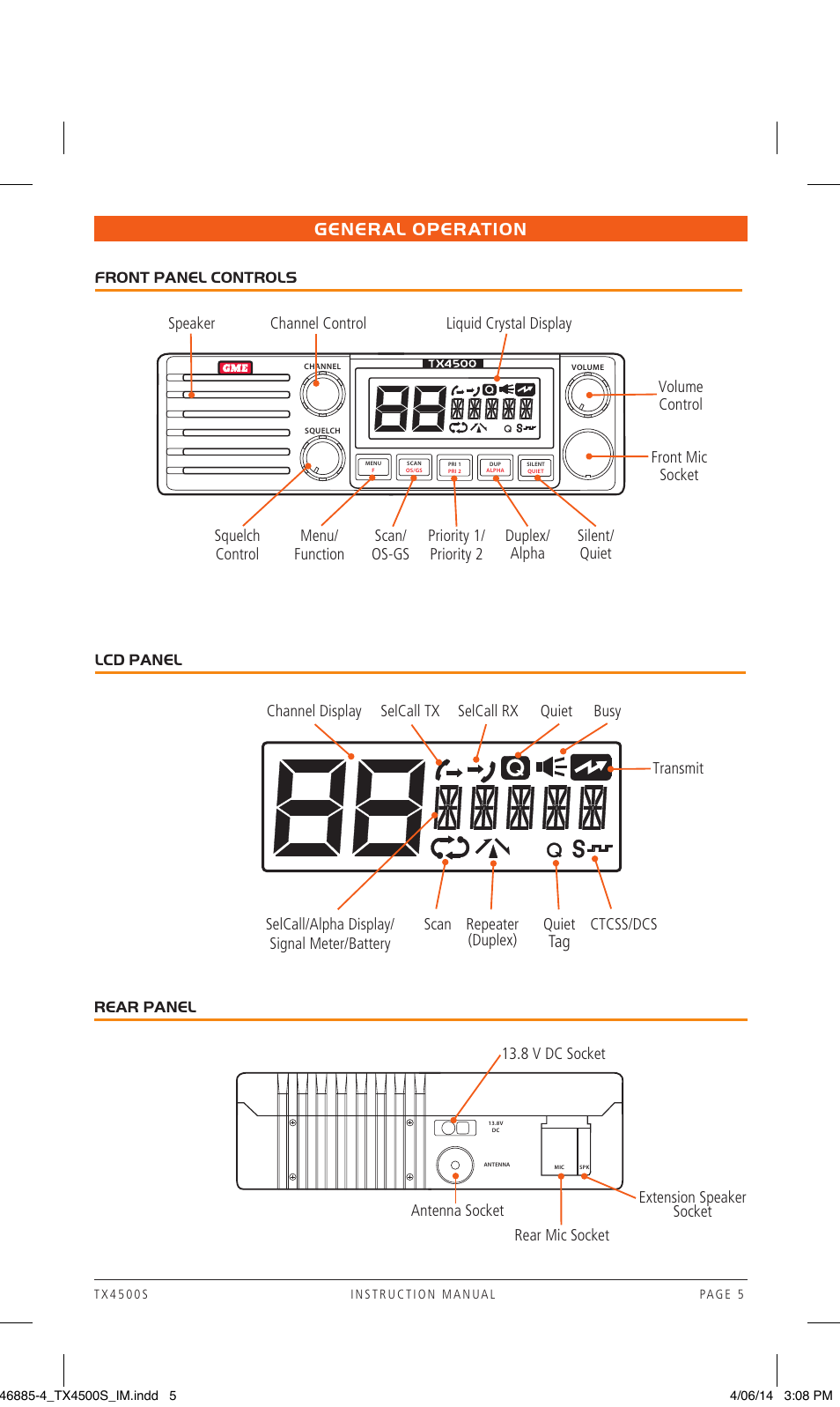 General operation | GME TX4500S User Manual | Page 5 / 32