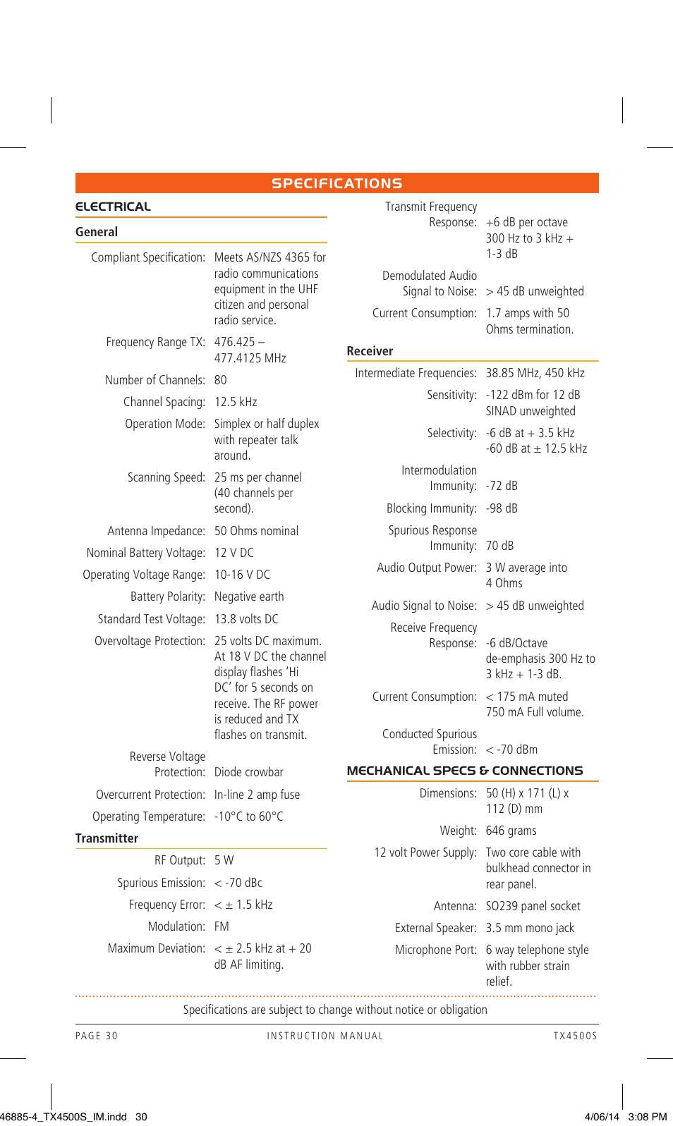GME TX4500WS User Manual | Page 30 / 44