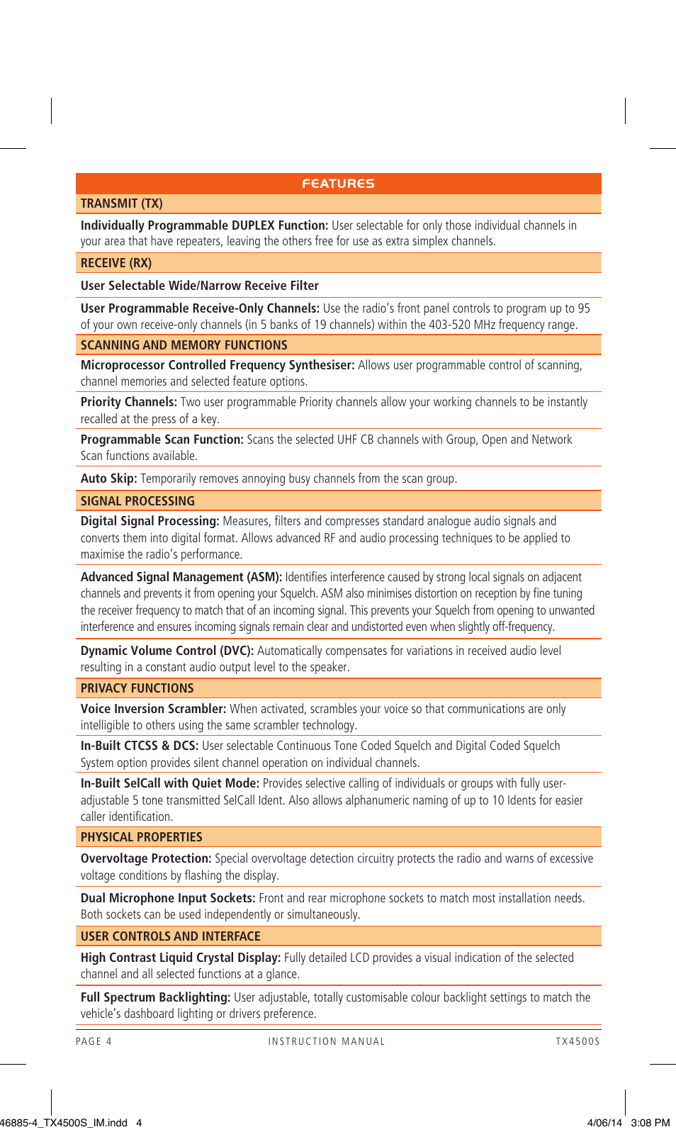 GME TX4500WS User Manual | Page 4 / 44