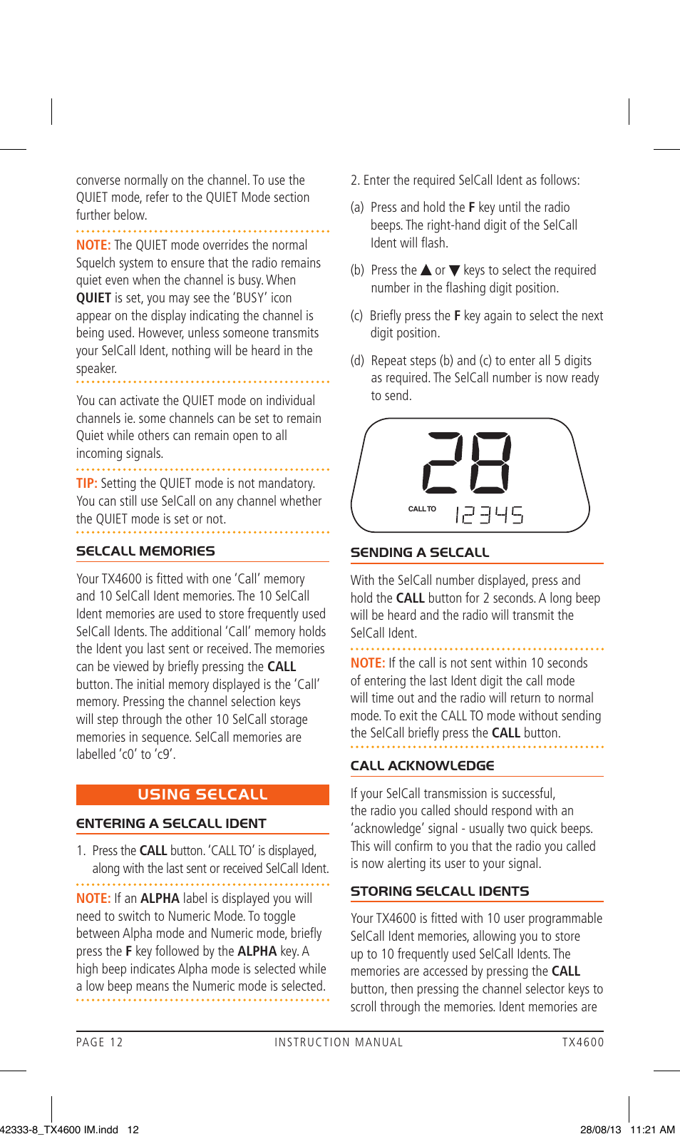 Using selcall | GME TX4600 User Manual | Page 12 / 32