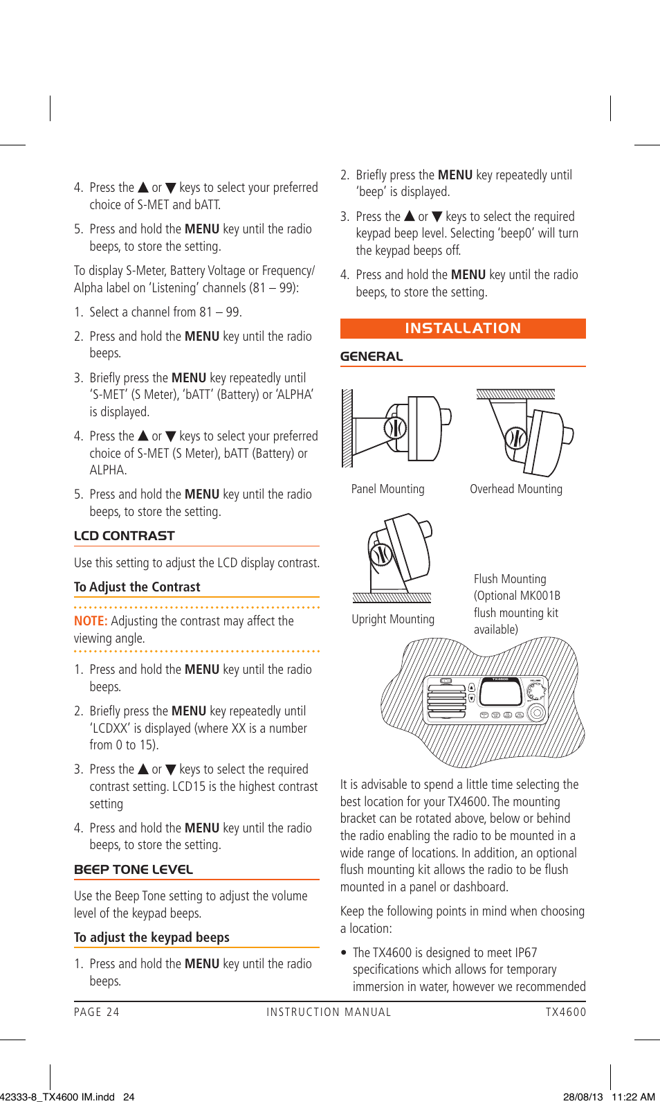 Installation | GME TX4600 User Manual | Page 24 / 32