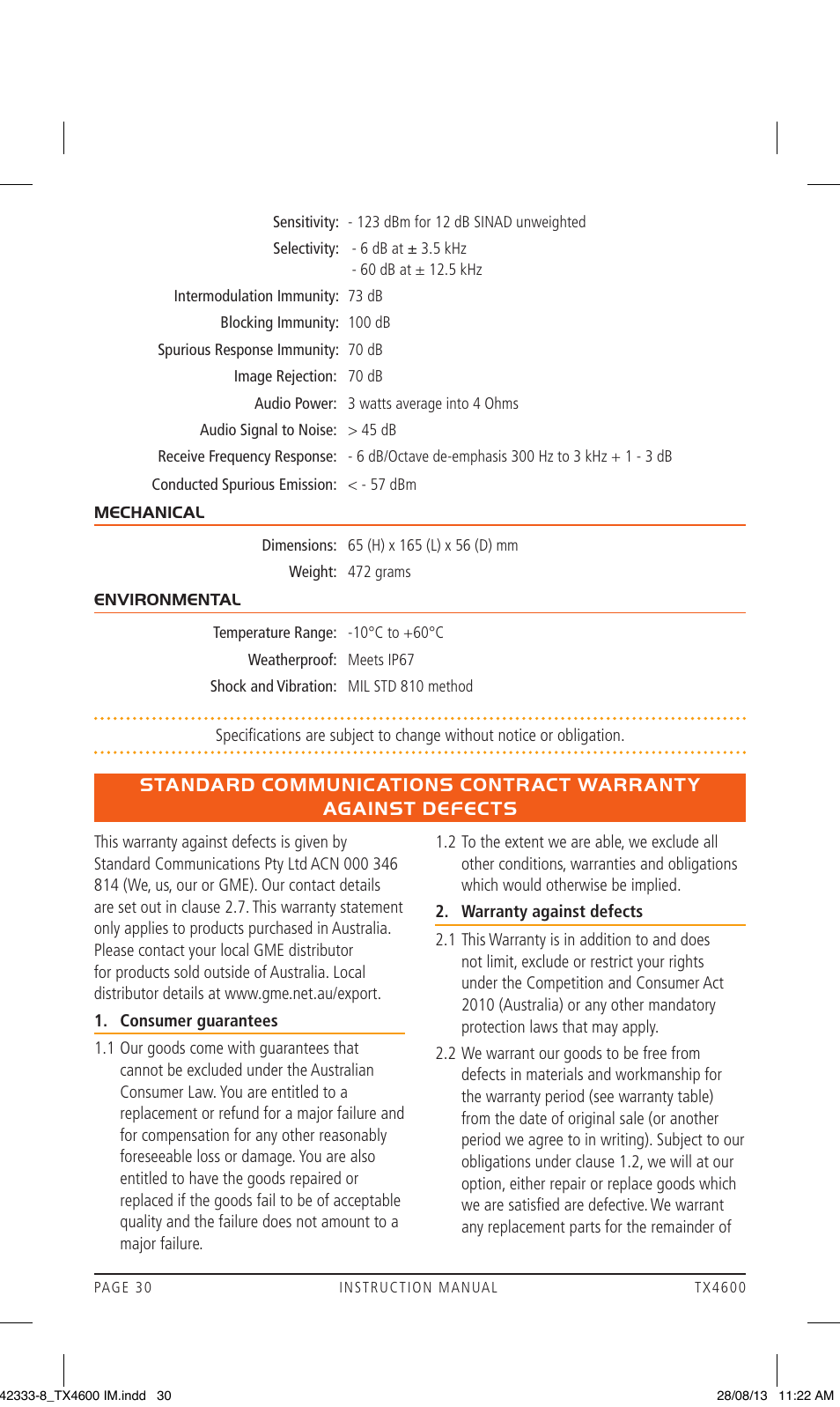 GME TX4600 User Manual | Page 30 / 32