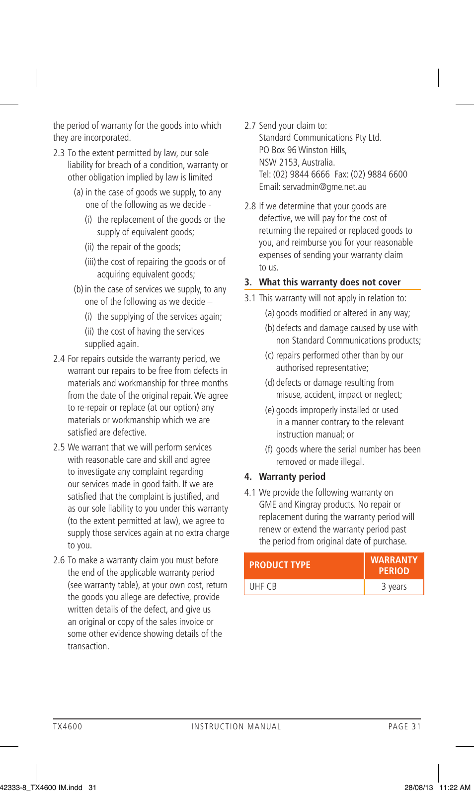 GME TX4600 User Manual | Page 31 / 32