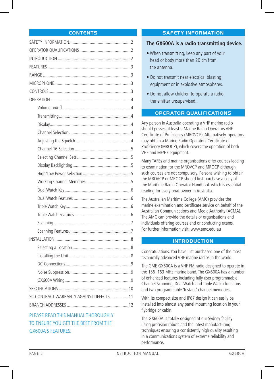 GME GX600 User Manual | Page 2 / 15