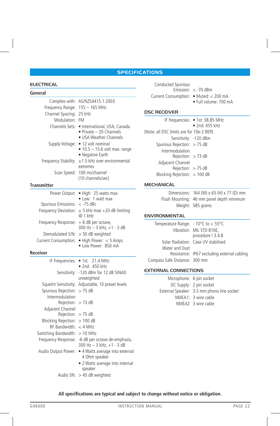 GME GX600DB User Manual | Page 22 / 27