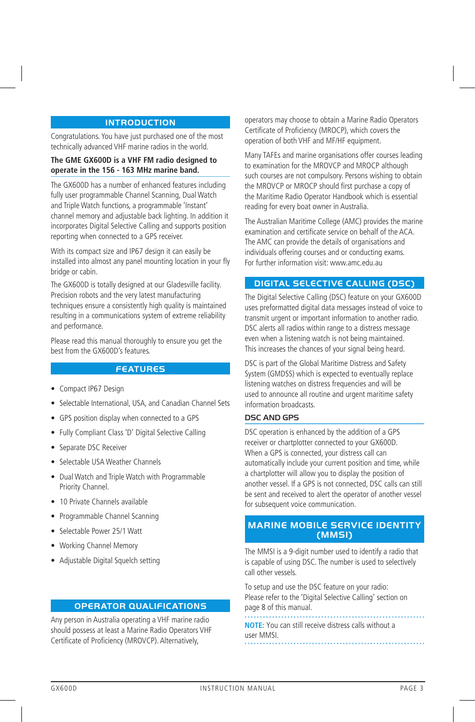GME GX600DB User Manual | Page 3 / 27