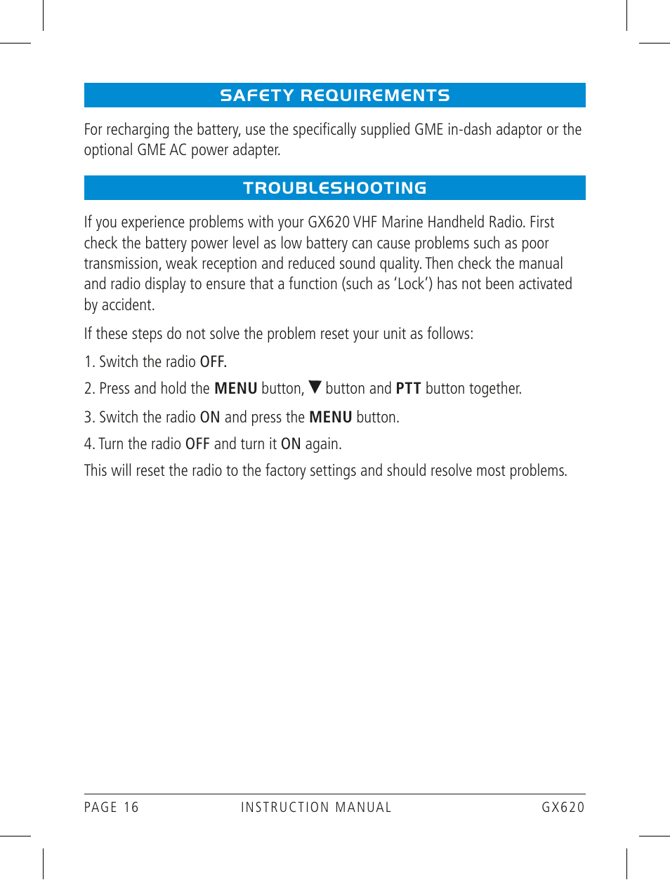 GME GX620 User Manual | Page 16 / 24