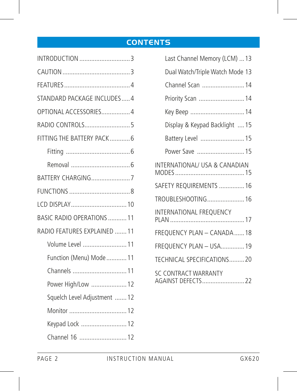 GME GX620 User Manual | Page 2 / 24