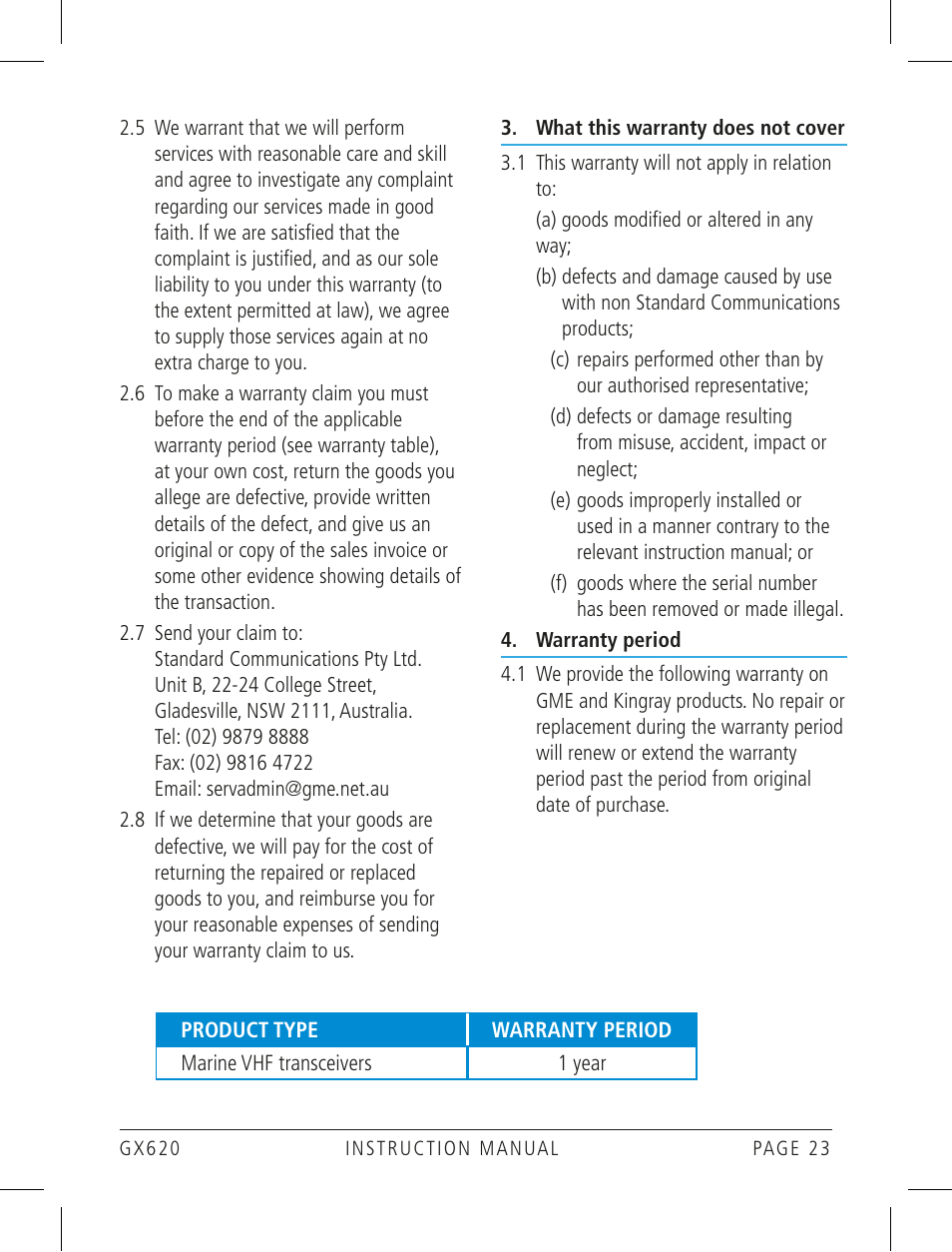 GME GX620 User Manual | Page 23 / 24