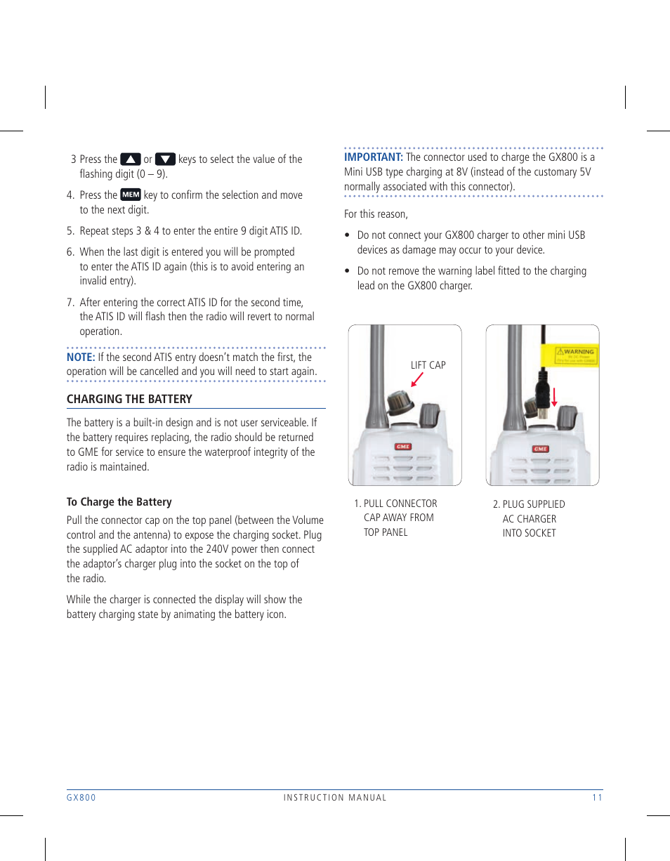 GME GX800W User Manual | Page 11 / 24