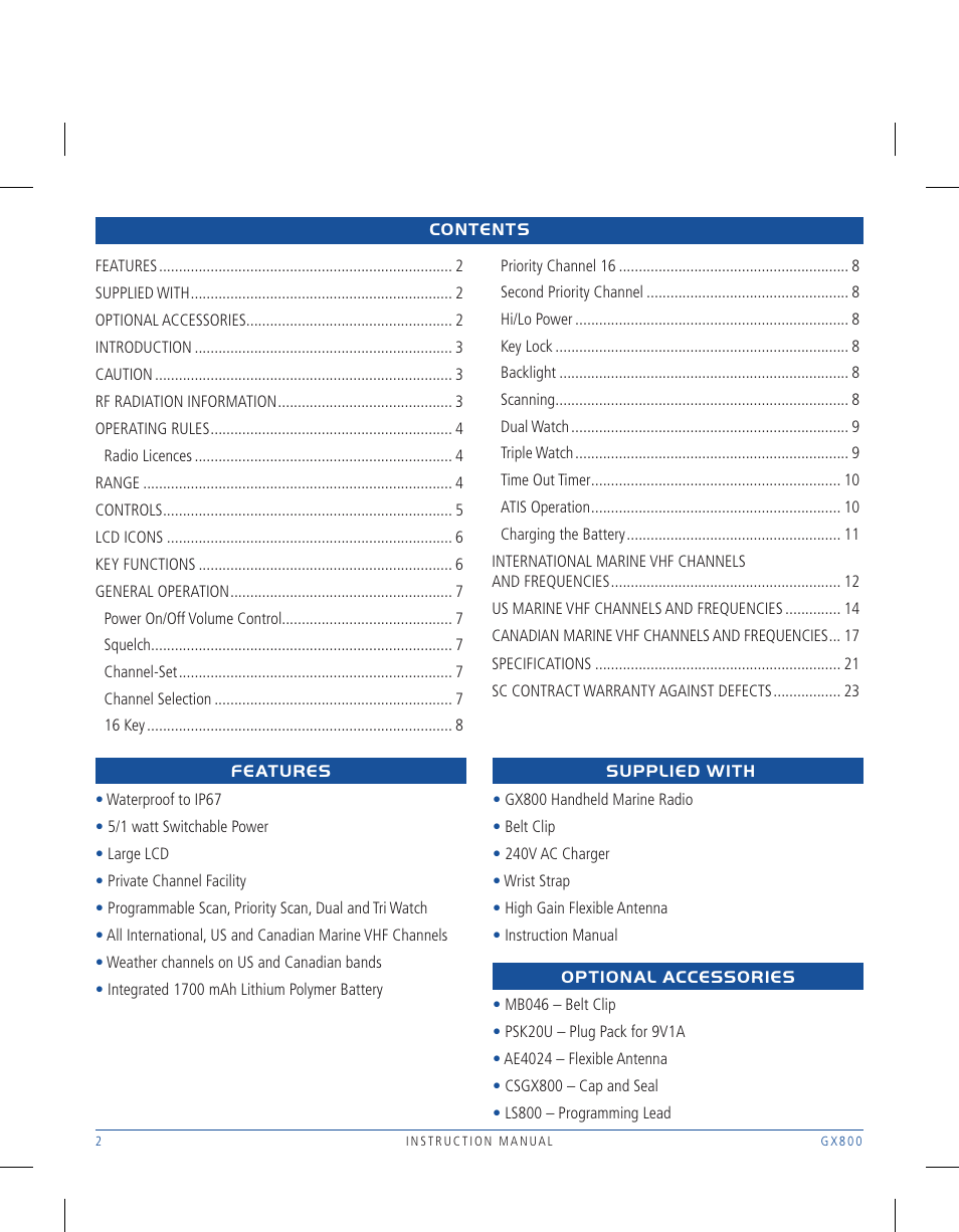 GME GX800W User Manual | Page 2 / 24