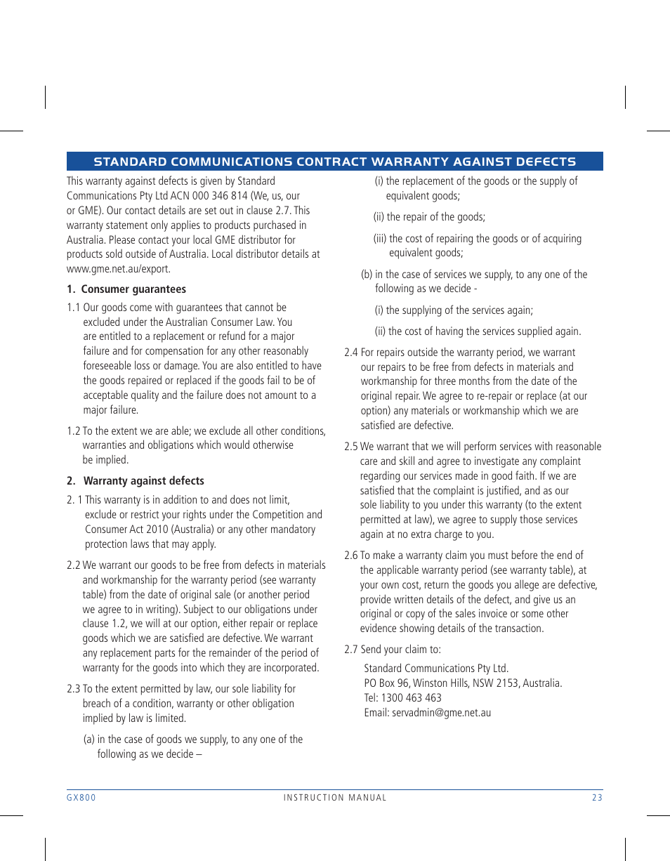 GME GX800W User Manual | Page 23 / 24