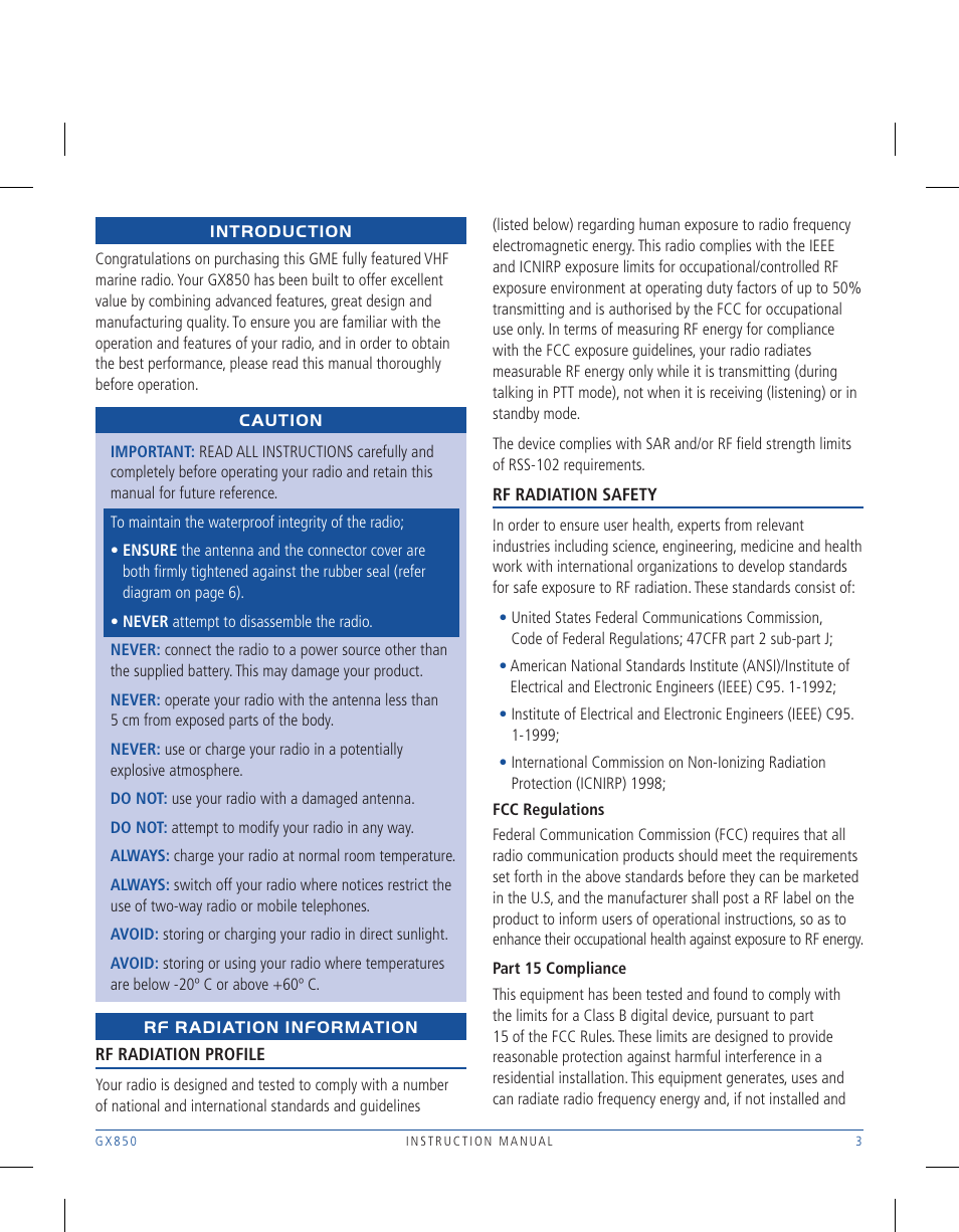 GME GX850W User Manual | Page 3 / 36