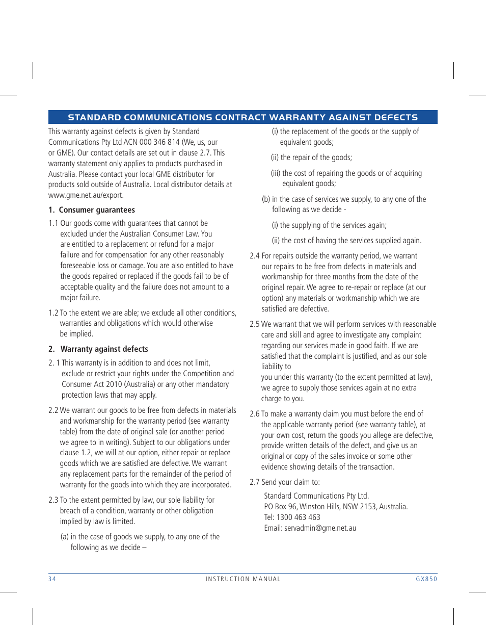 GME GX850W User Manual | Page 34 / 36