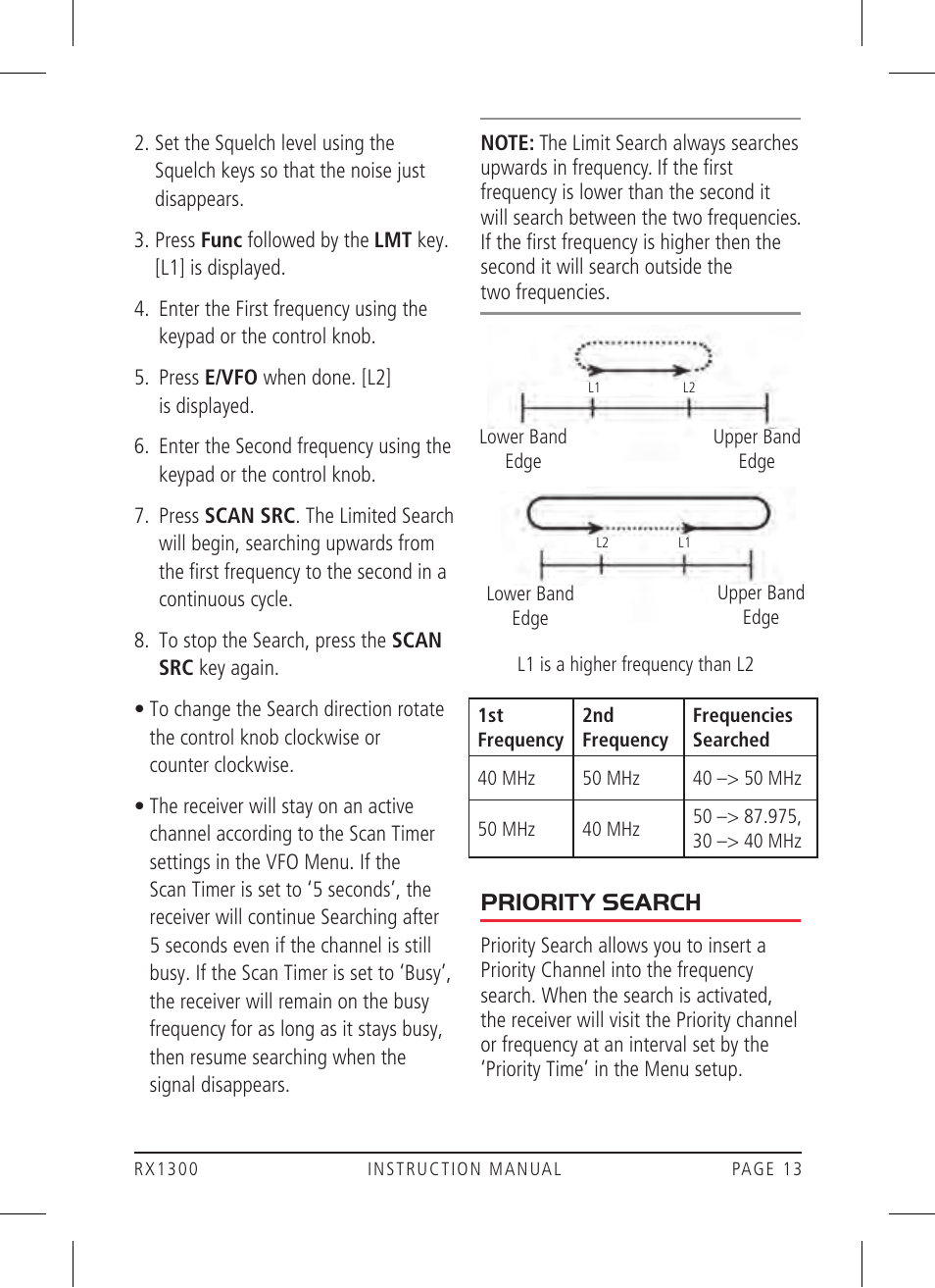 Priority search | GME RX1300 User Manual | Page 13 / 28