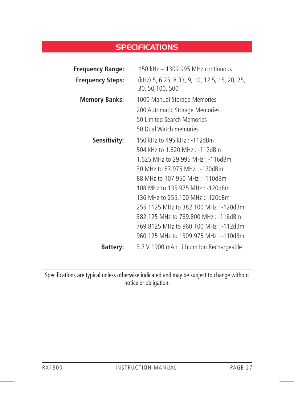 GME RX1300 User Manual | Page 27 / 28