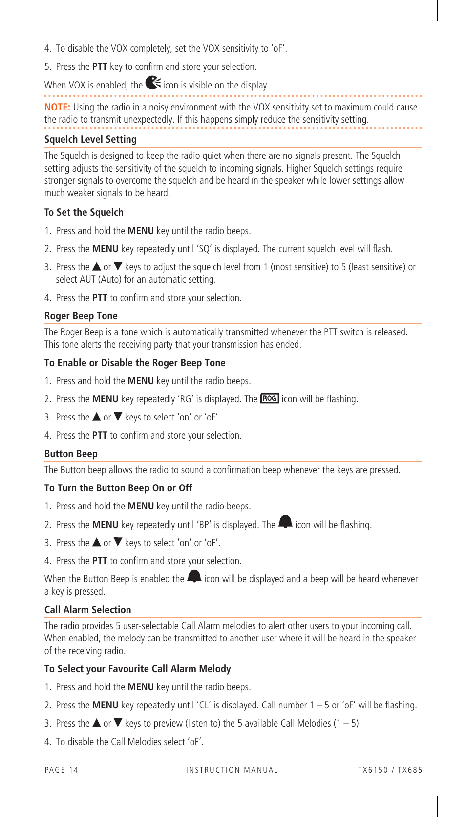 GME TX685 User Manual | Page 14 / 20
