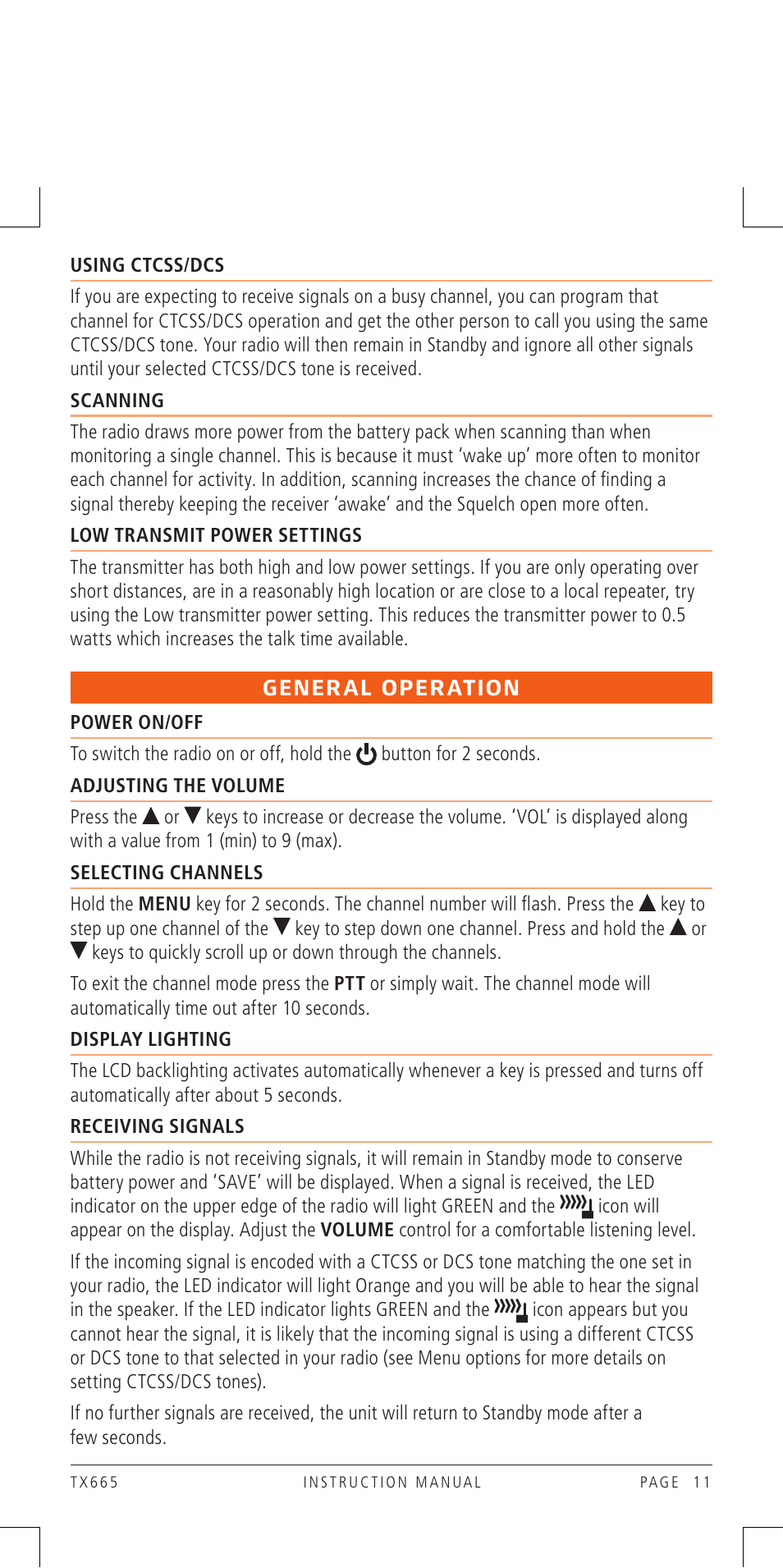 General operation | GME TX665 User Manual | Page 11 / 25