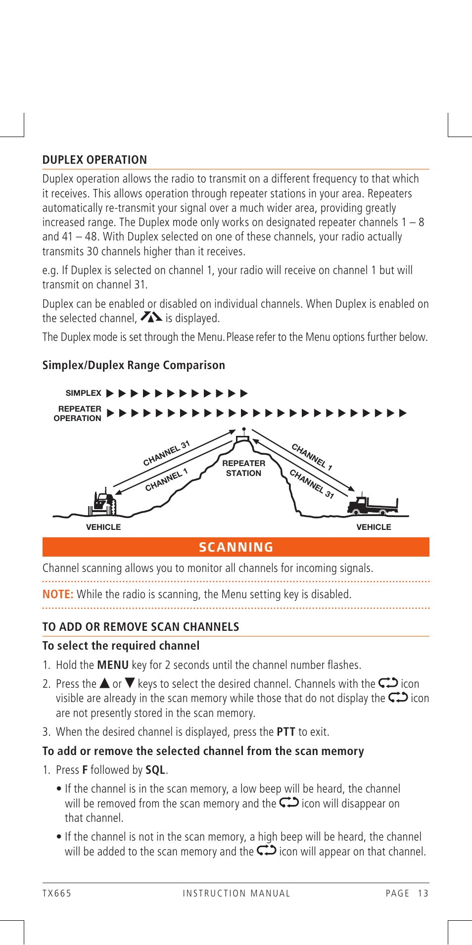 Scanning | GME TX665 User Manual | Page 13 / 25