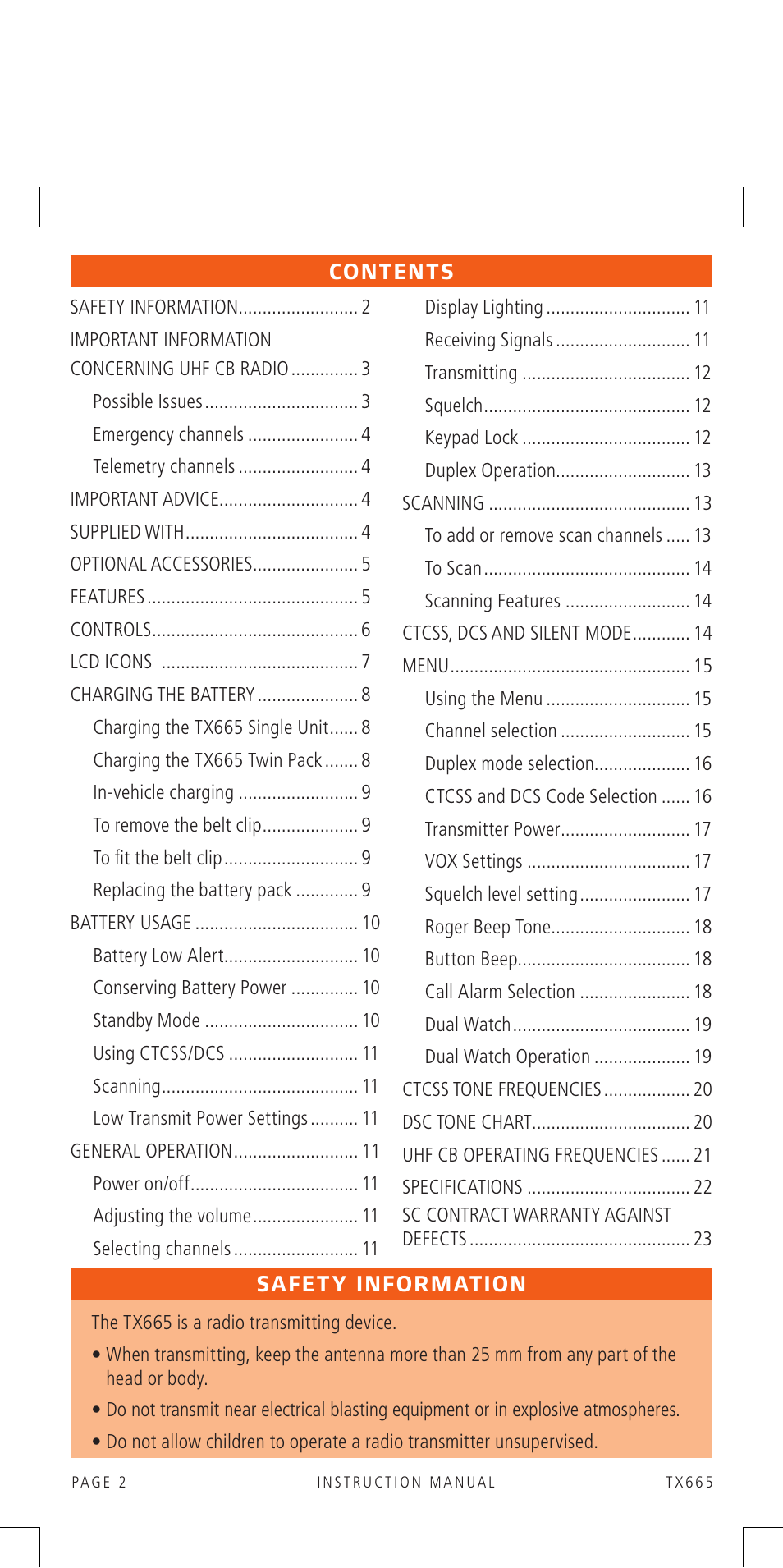 GME TX665 User Manual | Page 2 / 25