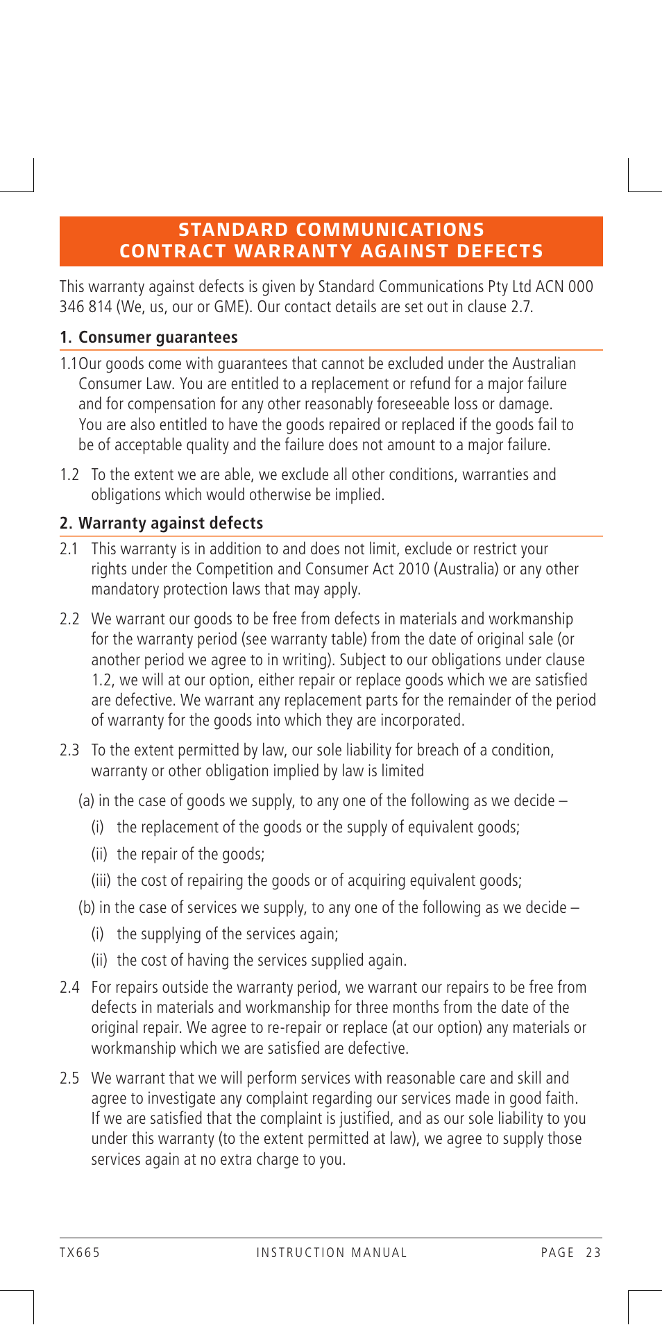 GME TX665 User Manual | Page 23 / 25