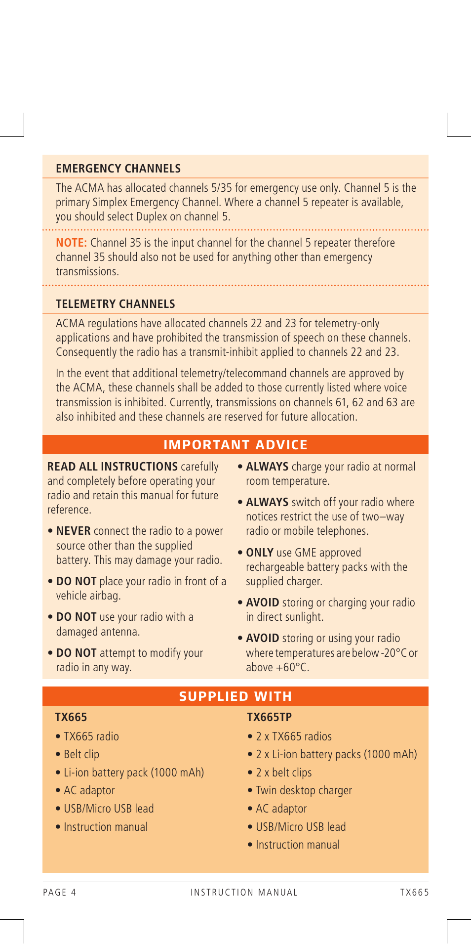 GME TX665 User Manual | Page 4 / 25