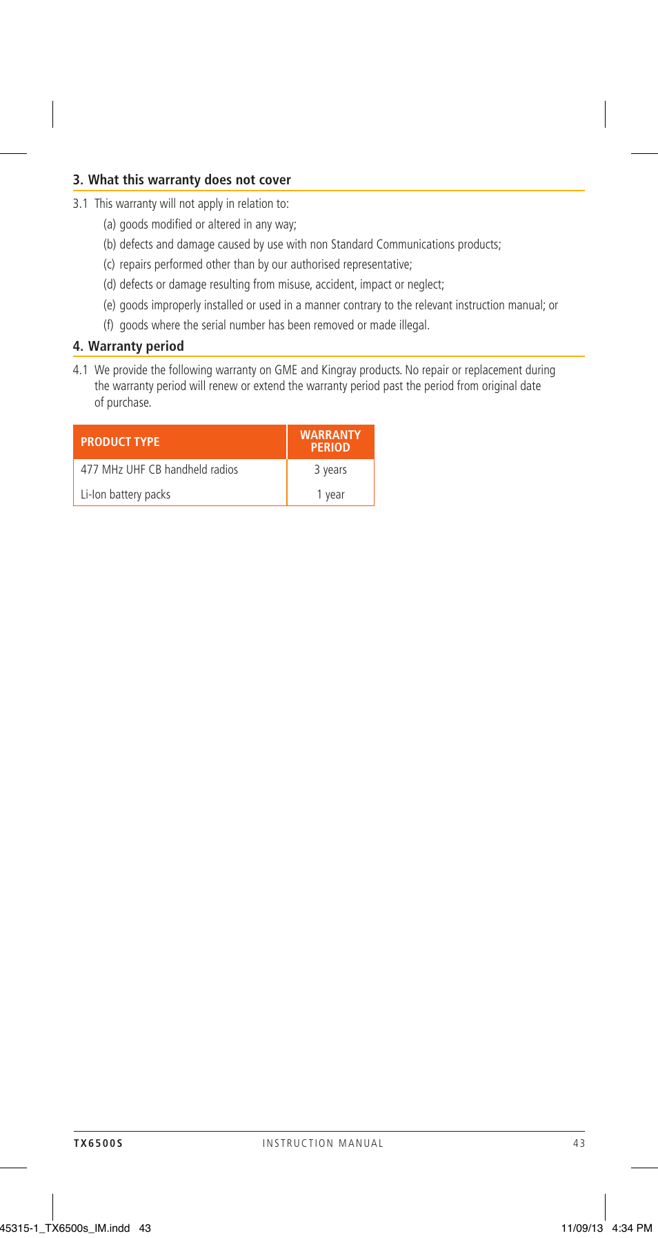 GME TX6500S User Manual | Page 43 / 44