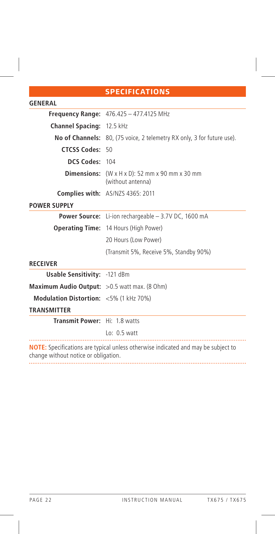 GME TX675TP User Manual | Page 22 / 24