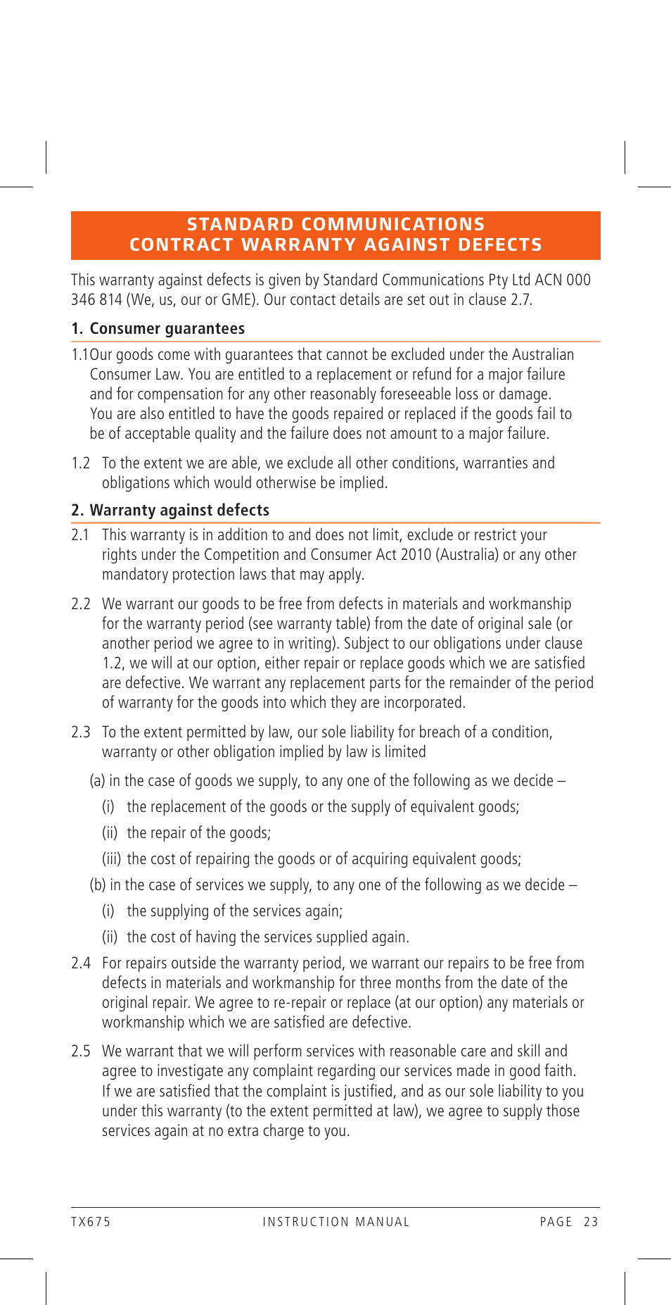 GME TX675TP User Manual | Page 23 / 24