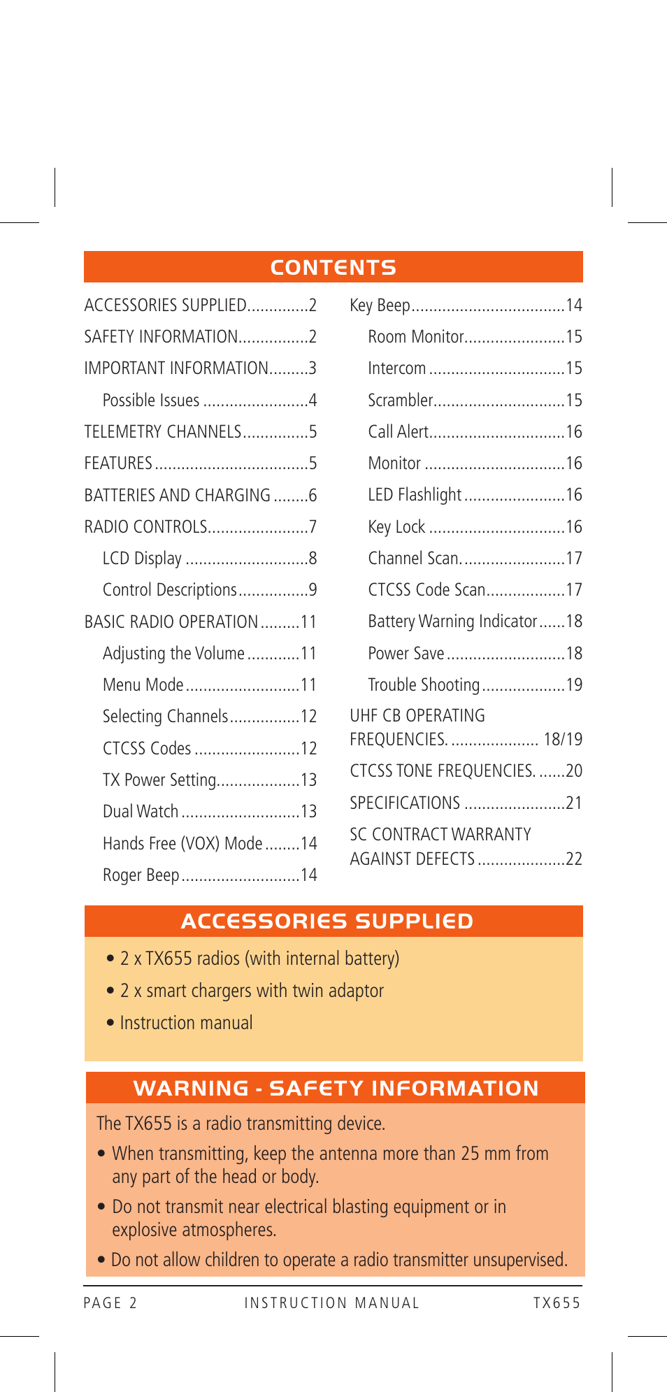 GME TX655 User Manual | Page 2 / 24
