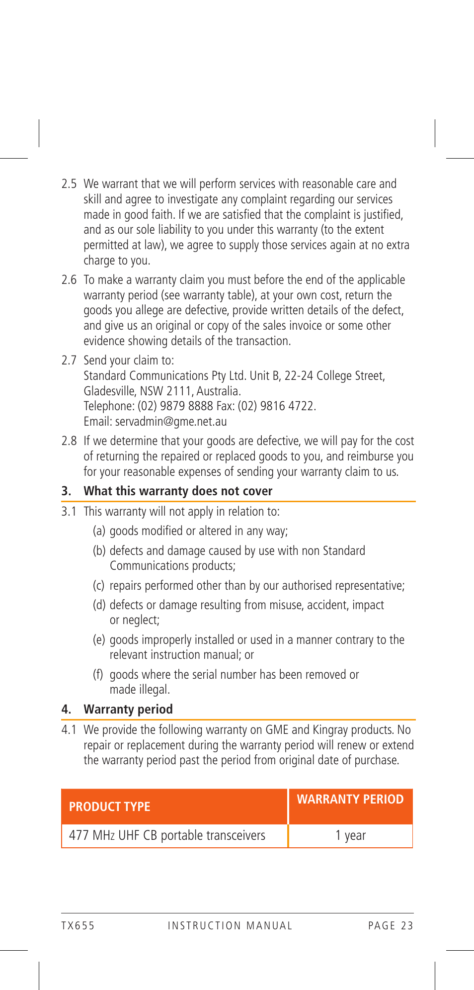 GME TX655 User Manual | Page 23 / 24