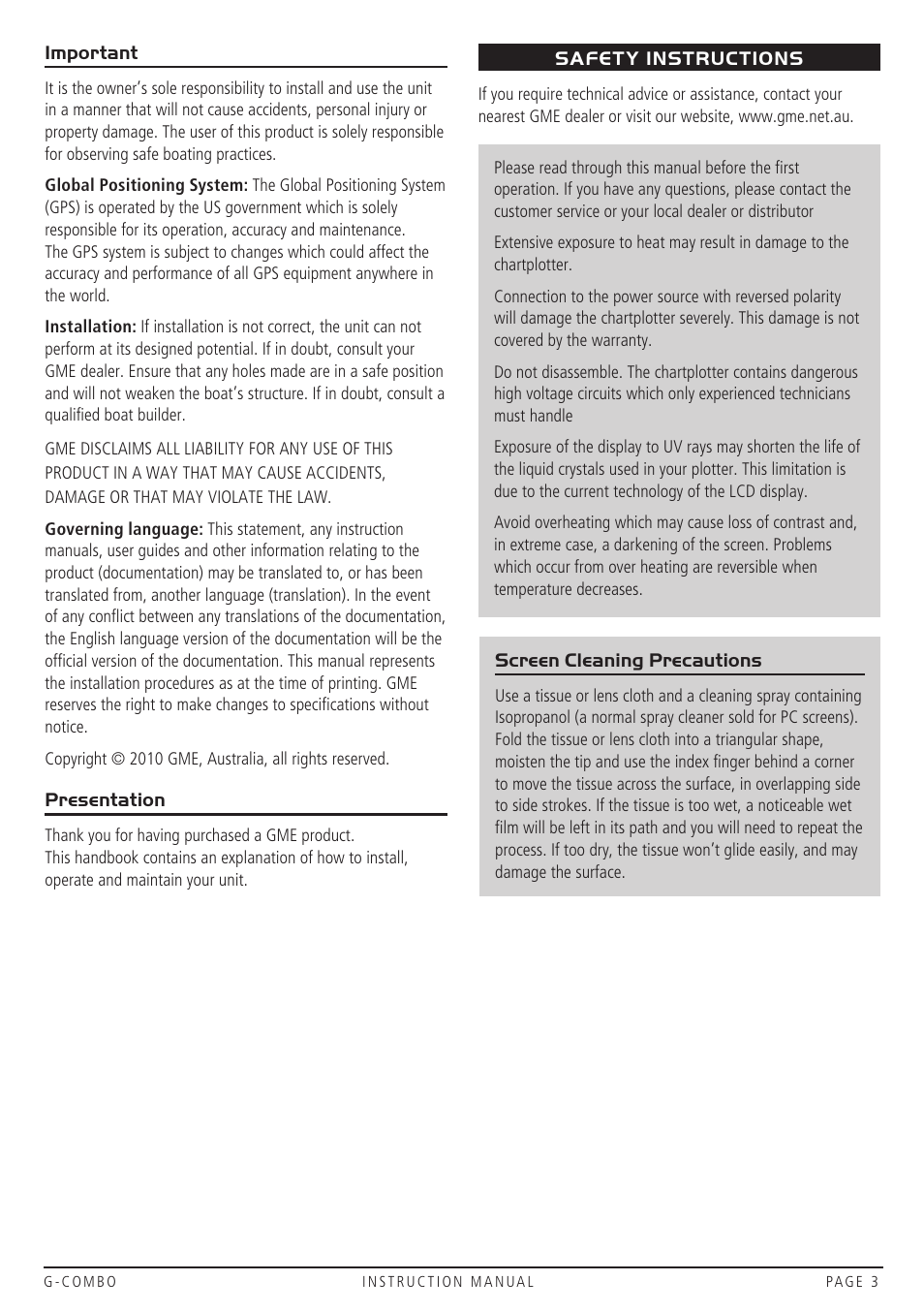 GME G142CFD User Manual | Page 2 / 44