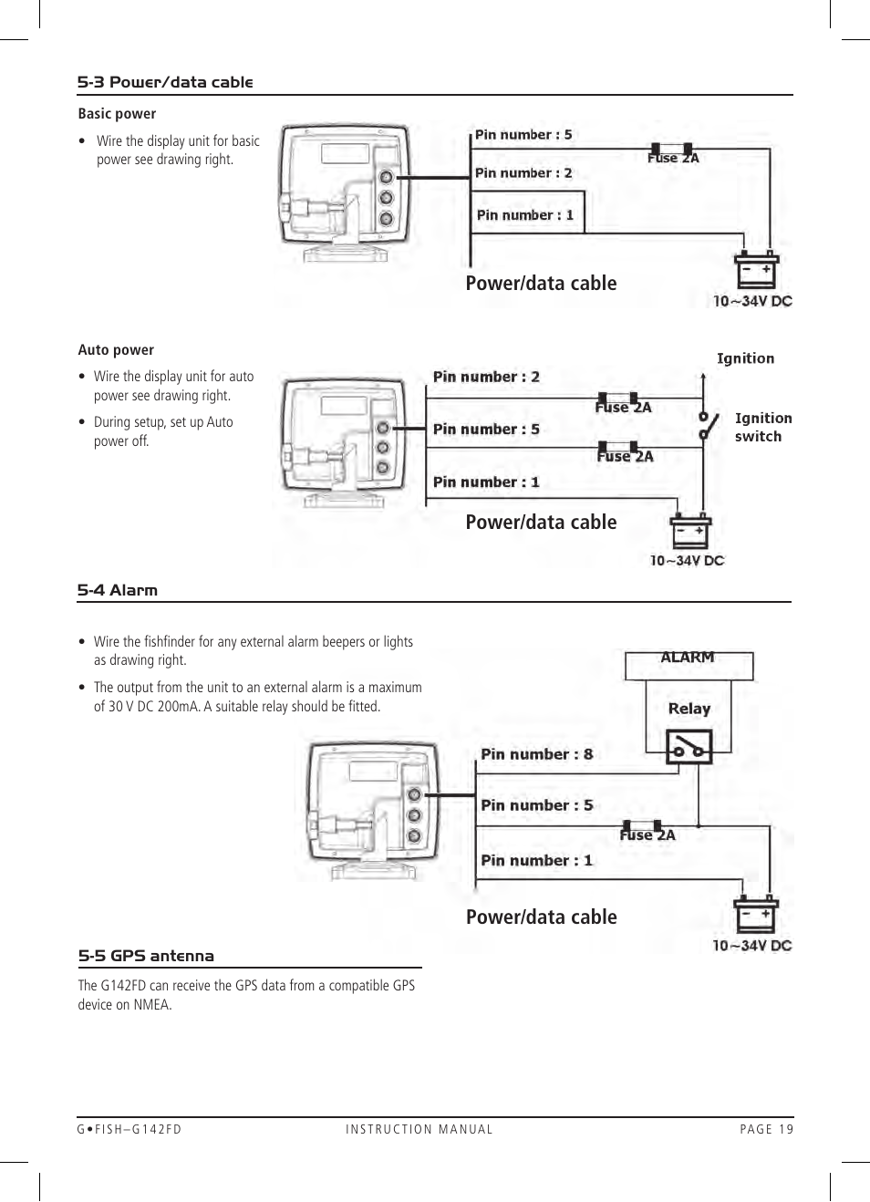 Power/data cable | GME G142FD User Manual | Page 19 / 25