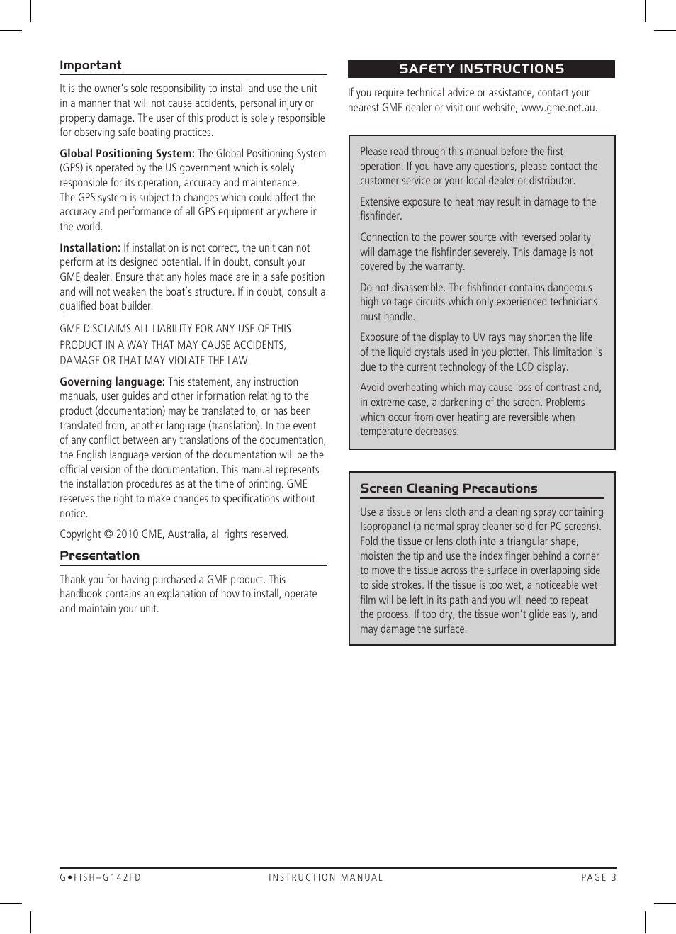 GME G142FD User Manual | Page 3 / 25