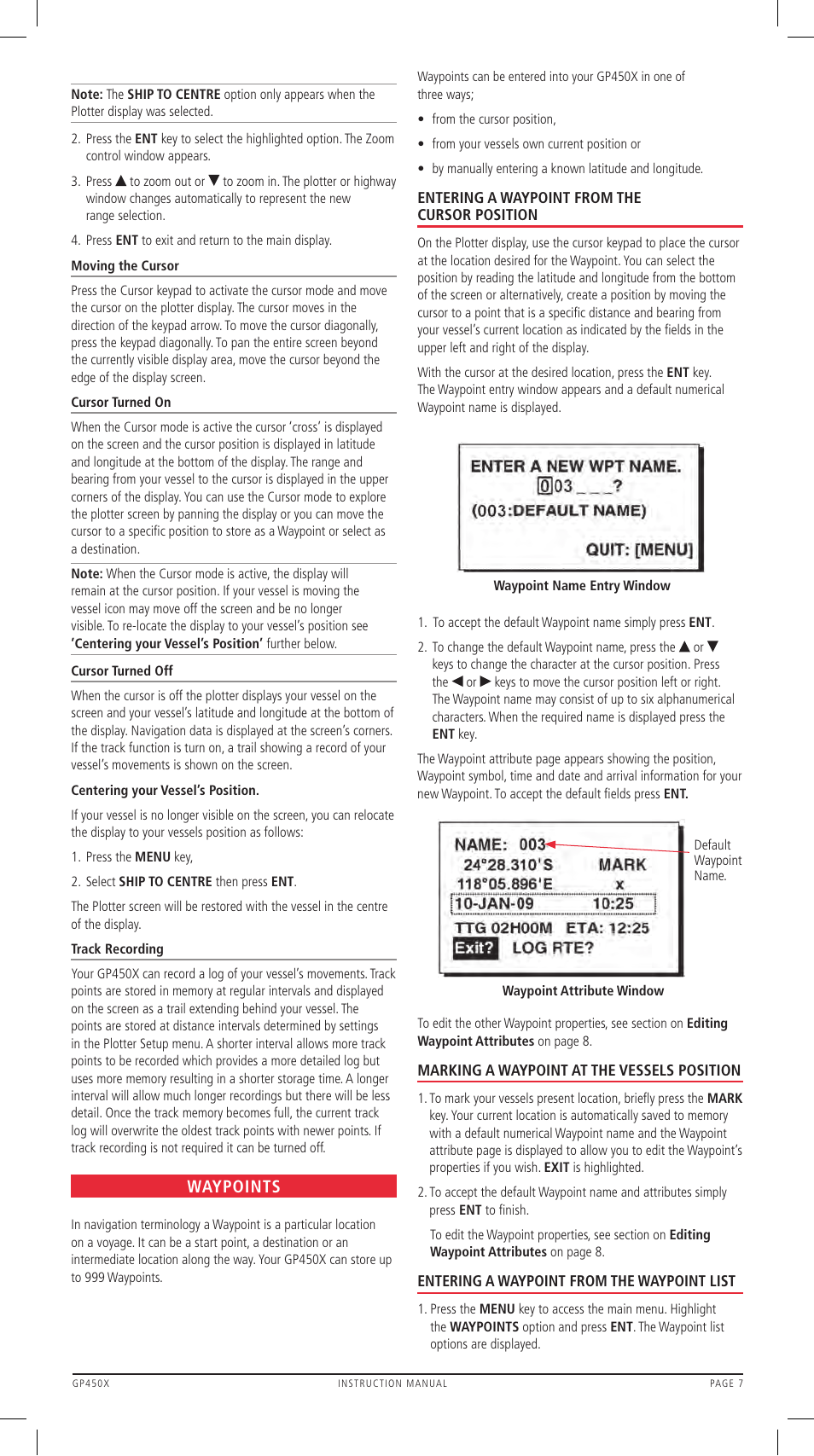 Waypoints | GME GP450XB User Manual | Page 7 / 32