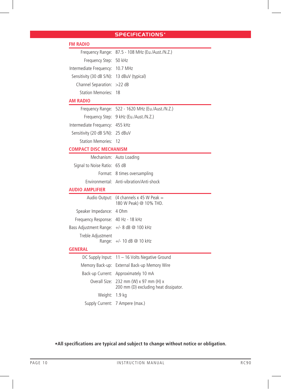 GME RC90 User Manual | Page 10 / 12