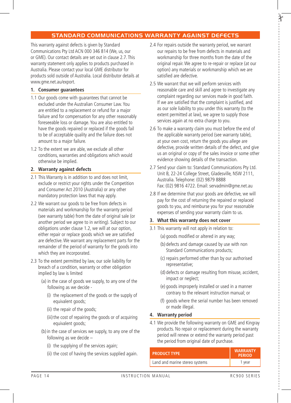 GME RC900 User Manual | Page 14 / 16