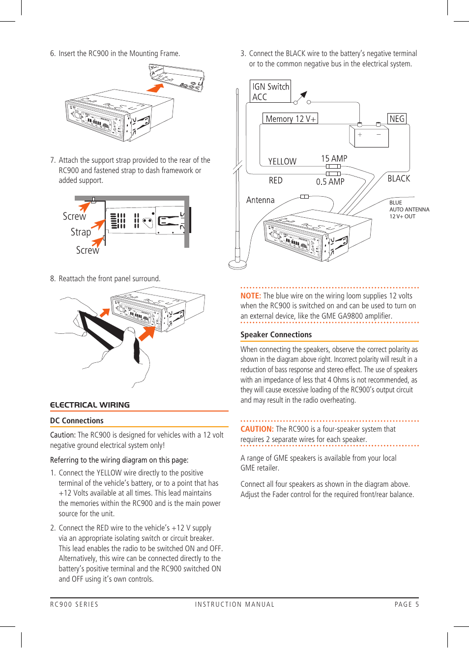 Screw strap screw | GME RC900 User Manual | Page 5 / 16