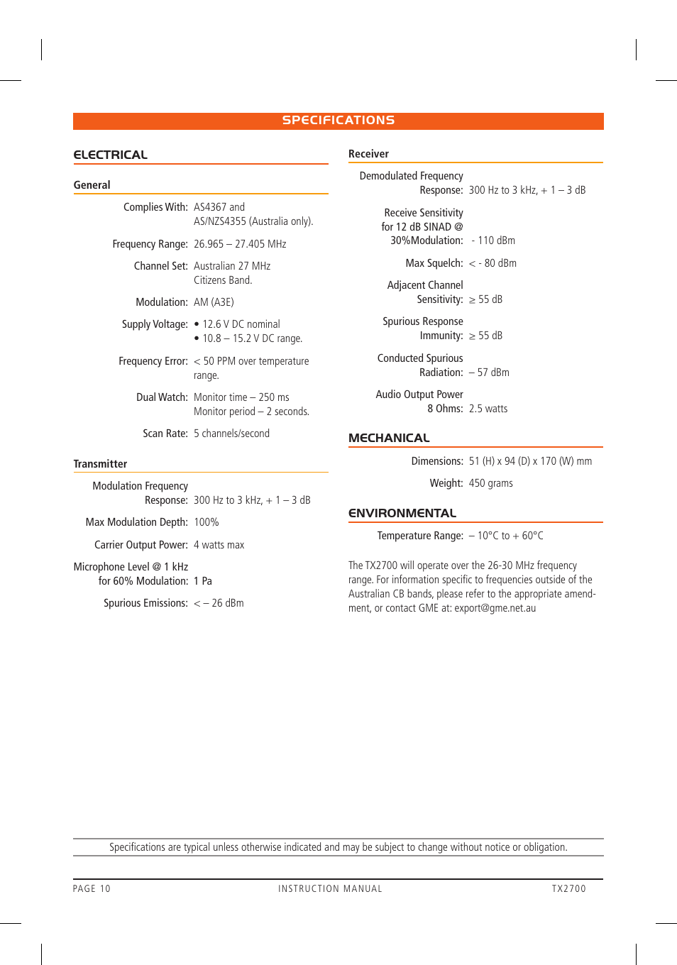 GME TX2700 User Manual | Page 10 / 12