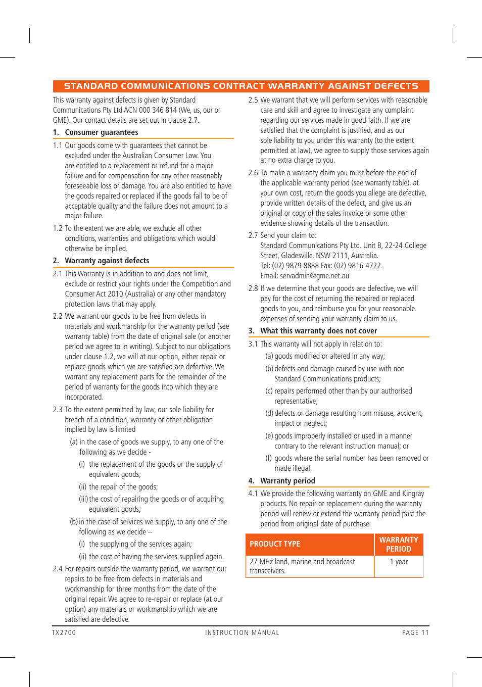 GME TX2700 User Manual | Page 11 / 12