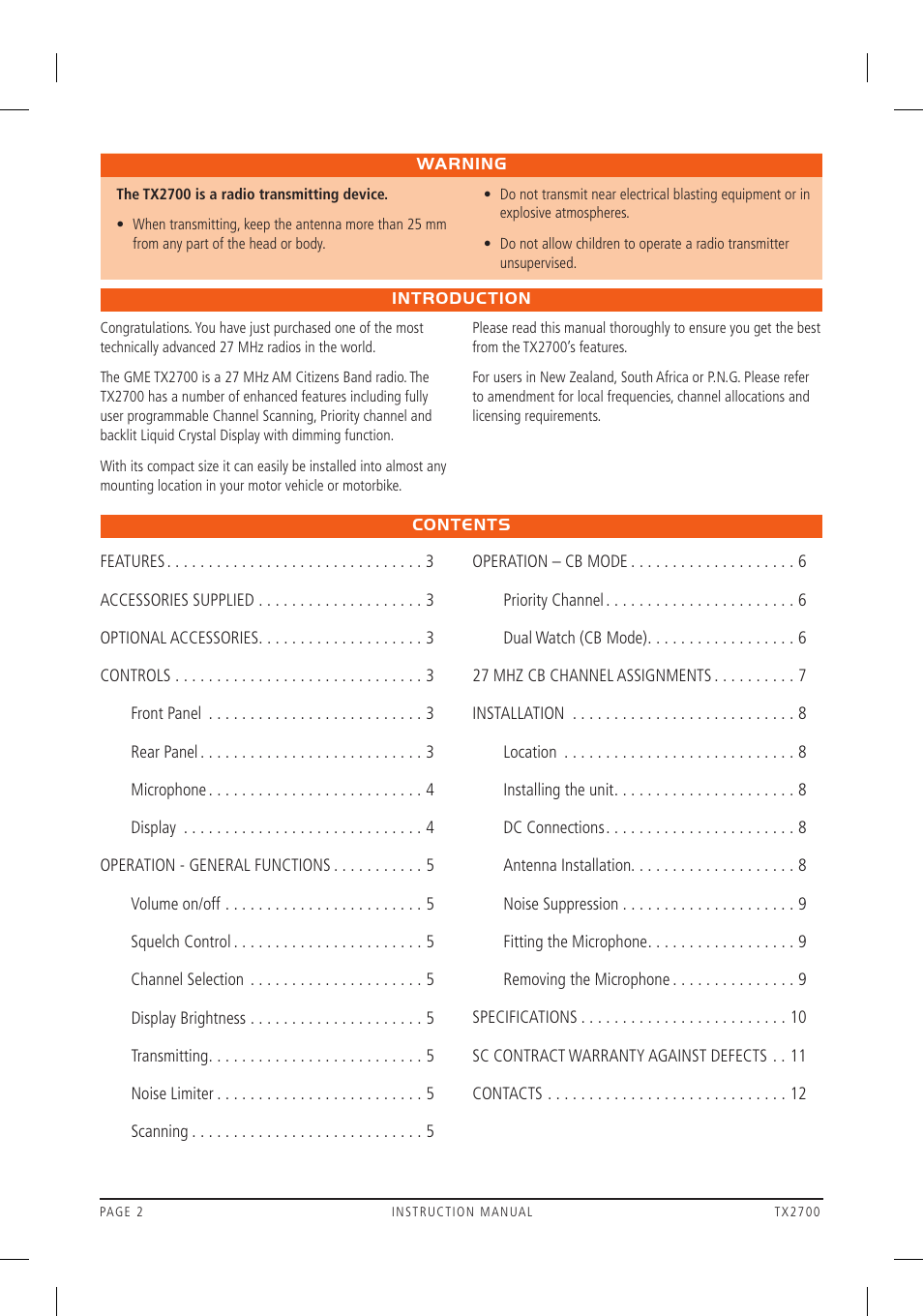 GME TX2700 User Manual | Page 2 / 12