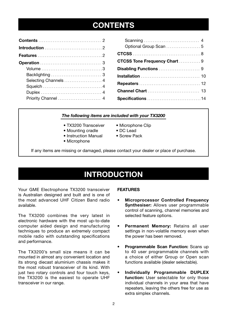 GME TX3200 User Manual | Page 2 / 16