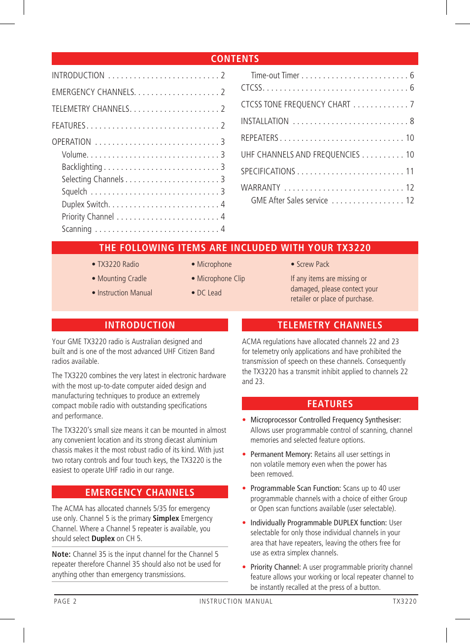 GME TX3220 User Manual | Page 2 / 12