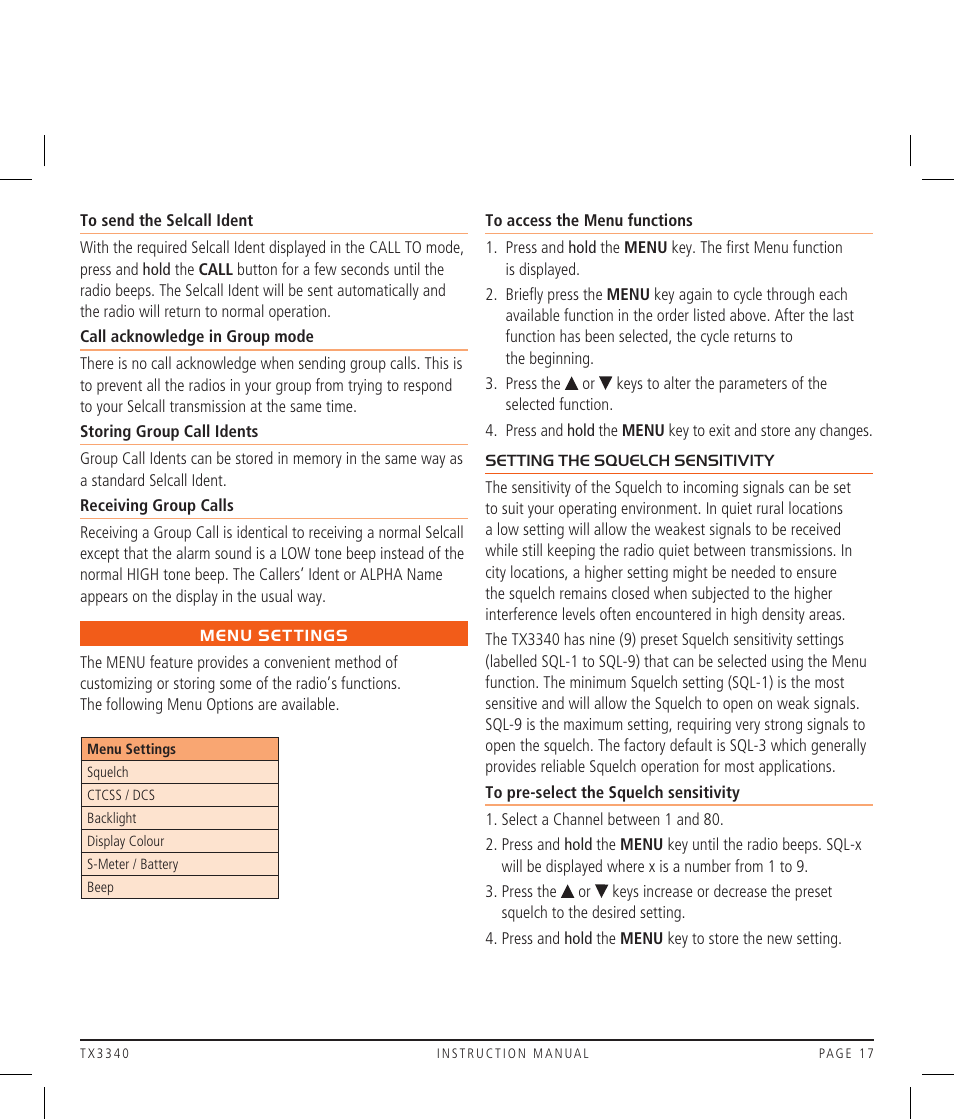 GME TX3340 User Manual | Page 17 / 28