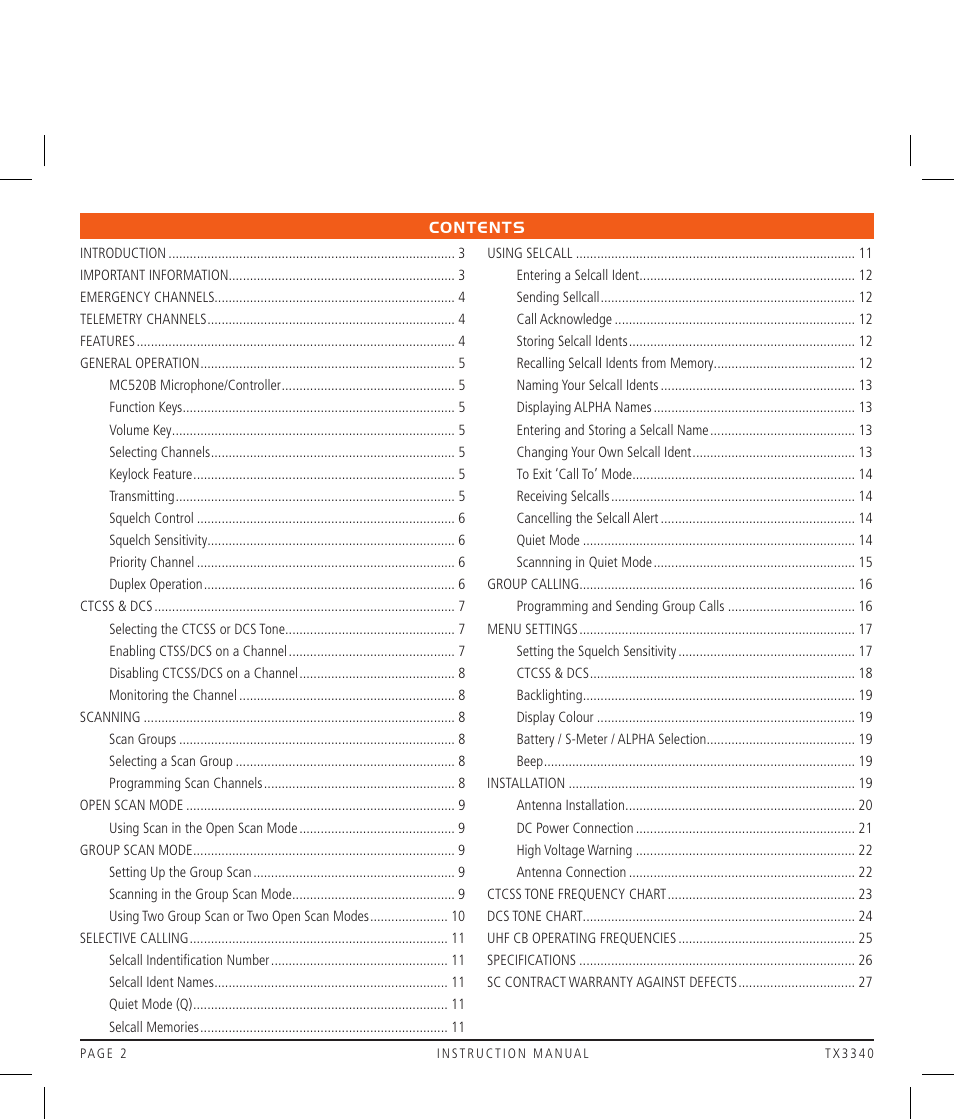 GME TX3340 User Manual | Page 2 / 28