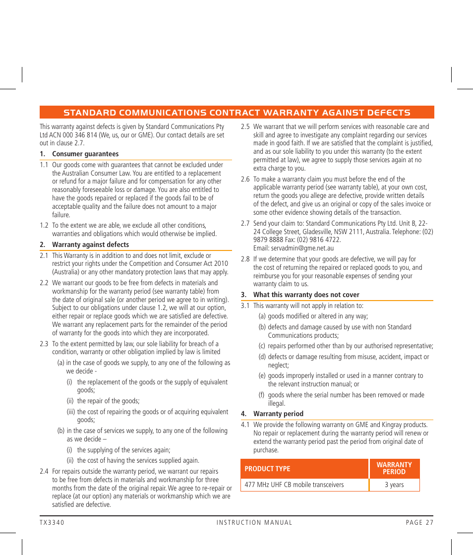 GME TX3340 User Manual | Page 27 / 28